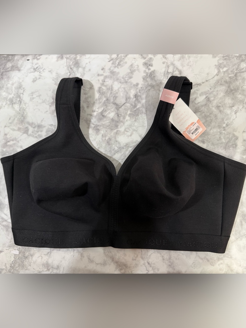 Cacique Black Wireless unlined Cotton-Blend Full Coverage Bra
